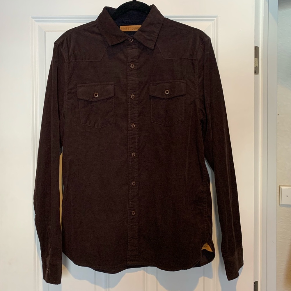 Nifty Genius Burgundy Corduroy Button Up